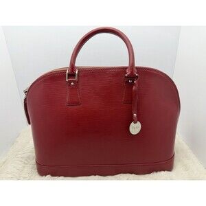 Fiore Red Genuine Leather Satchel Handbag Large Structured Purse Made in Italy